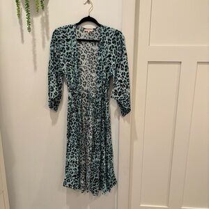 NFC Womens Leopard Print Wrap Dress Size XS/S NWOT Three Quarter Sleeve